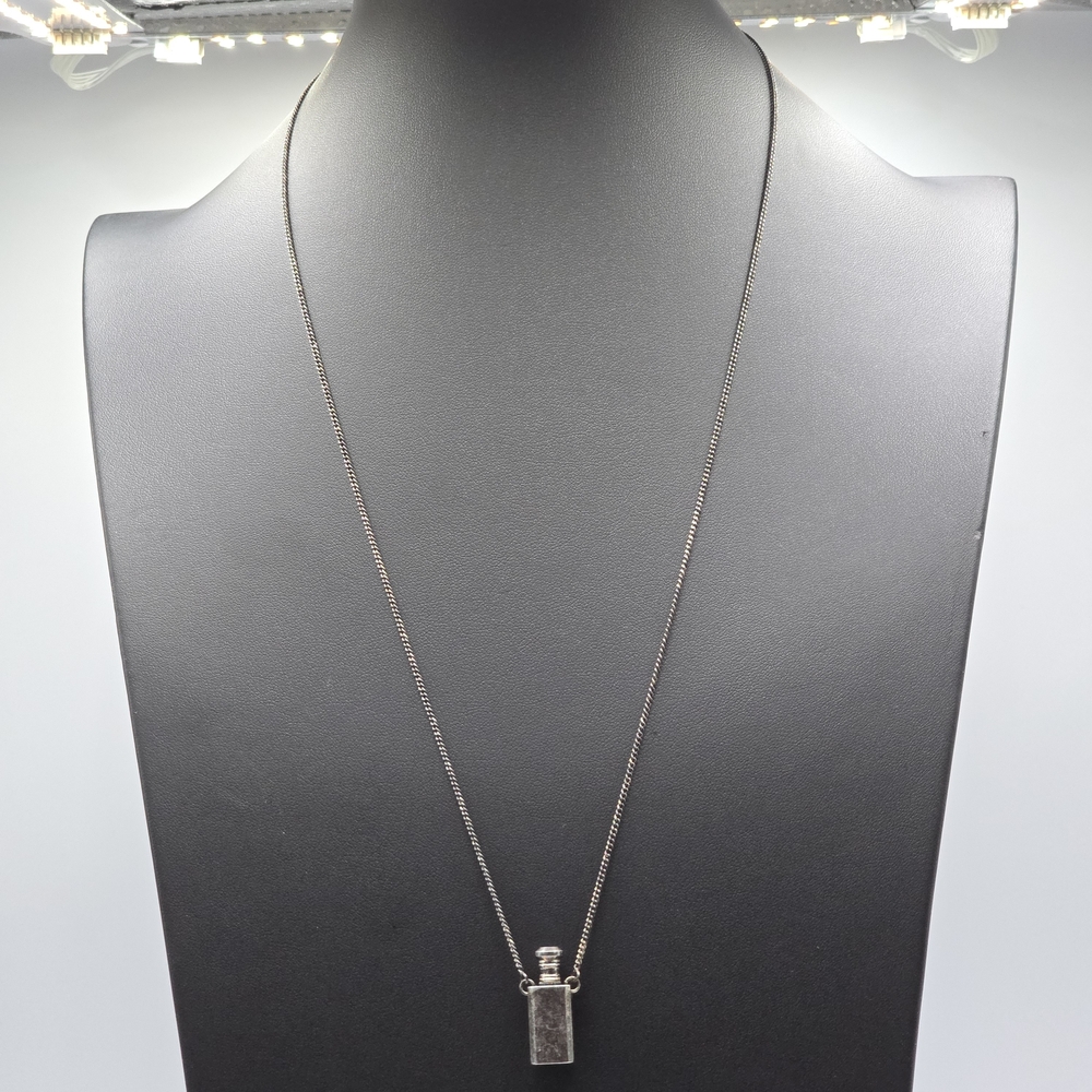 VTG Gothic Silver Tone Mini Perfume Medicine Bottle Pendant Necklace 24" - Picture 2 of 15